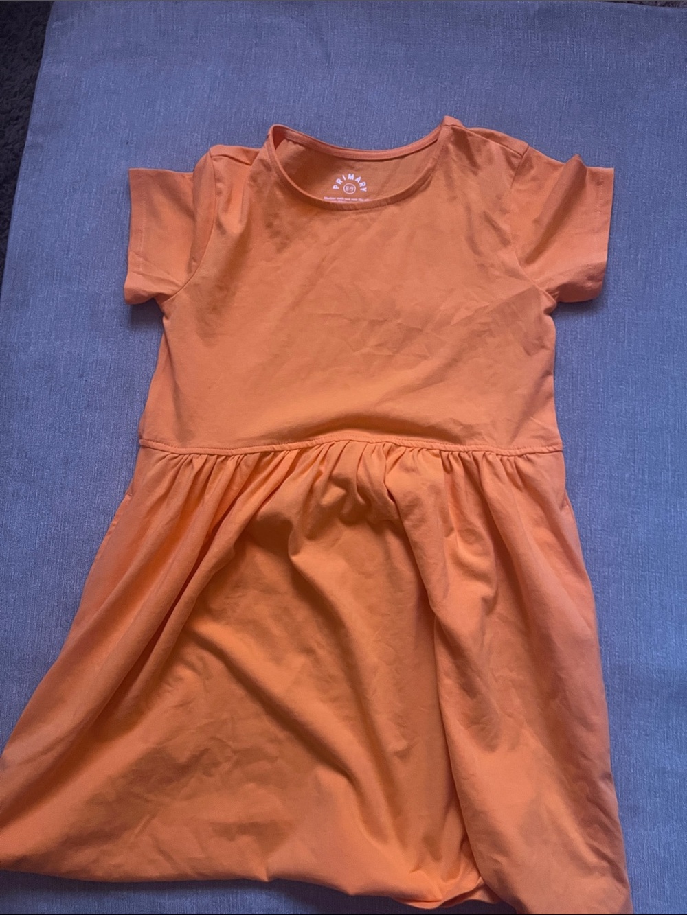 Primary Orange Short-Sleeve Casual Knit Dress